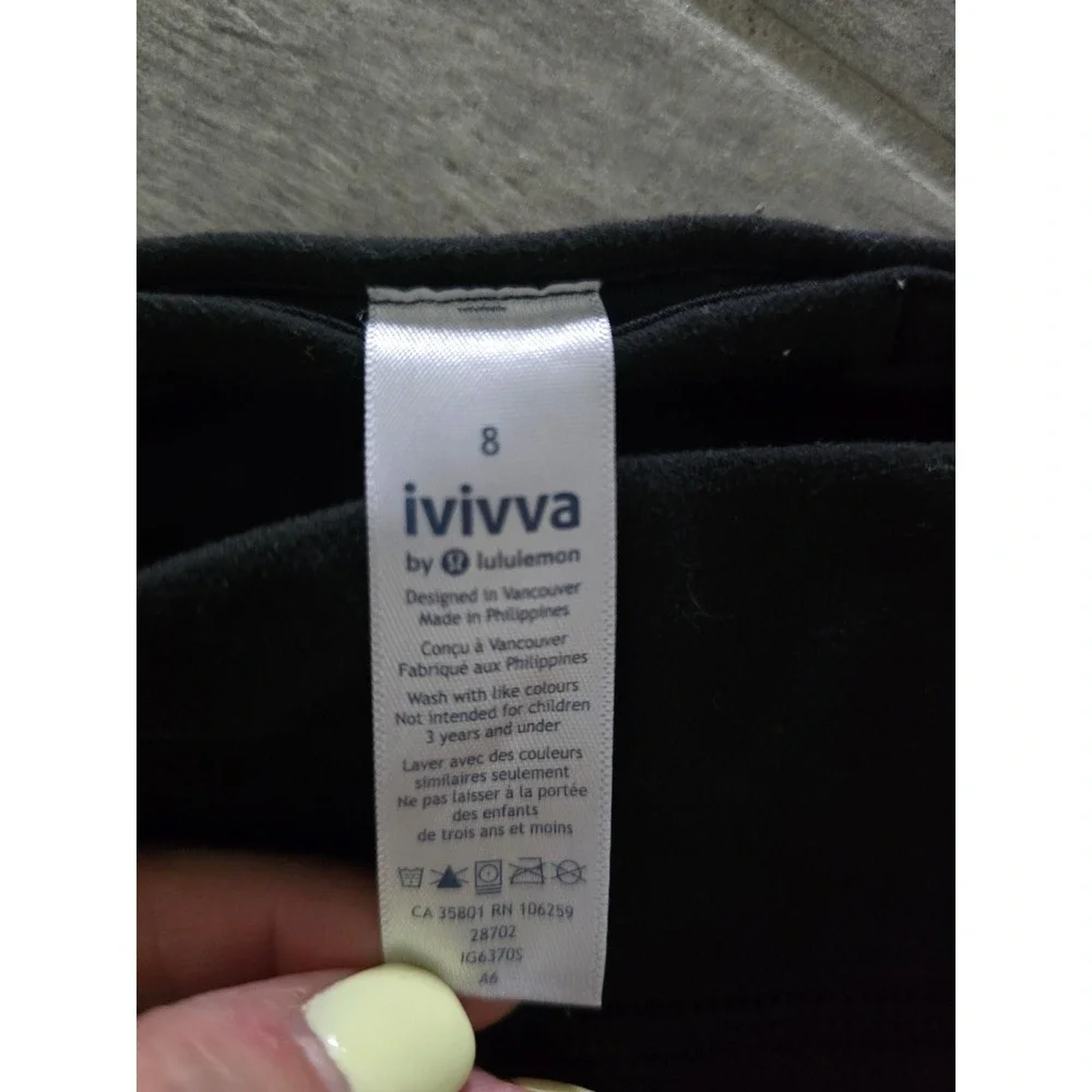 Ivivva by Lululemon Girls Black Cropped Athletic Leggings Size 8